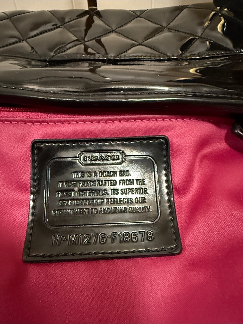Coach Poppy Liquid Gloss Black Quilted Leather Bag with Silver Hardware - Picture 11 of 16